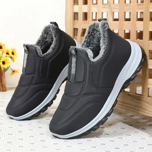 Mens Snow Boots Lightweight Thermal Ankle Boots Comfortable Slip On Sneakers Winter Thick Fur Shoes for Travel Hiking
