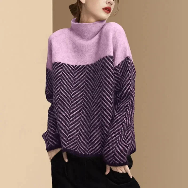 Thickened High Collar Women's Base Shirt Loose Inner Wear Winter Warm Slimming Knitwear Suitable for Autumn And Winter