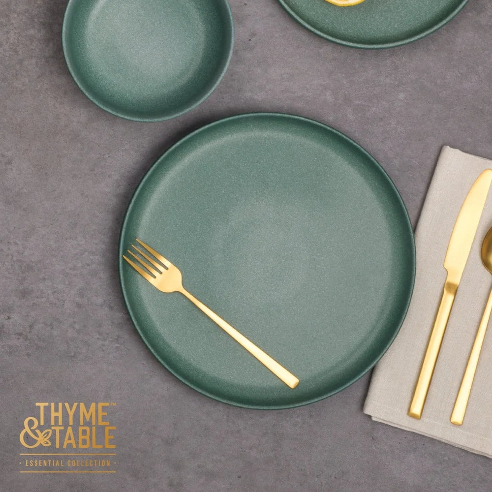 Stoneware Dinner Plate Round Solid Print Dishwasher Microwave Safe Casual and Elegant Tableware Kitchen Dining Home Decor 10.4
