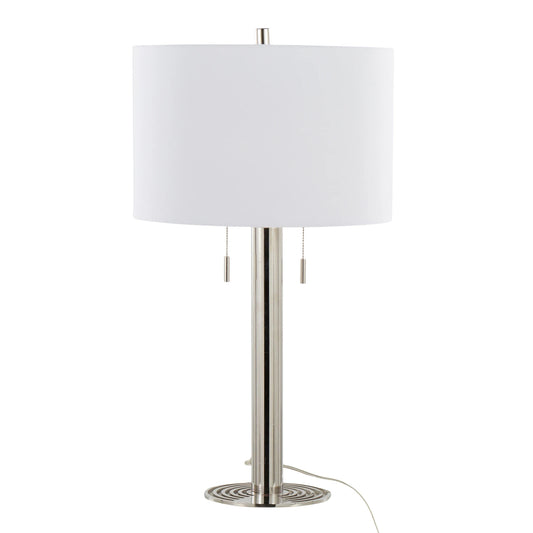 Master 29" Contemporary Metal Table Lamp in Polished Nickel and White Linen Shade from Grandview Gallery by LumiSource - Set of