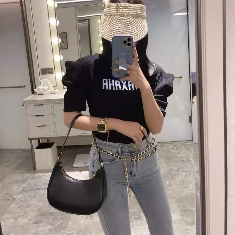 Fashionable Underarm Women's Shoulder Bag French High-End Sensation Trendy Bag Soft PU Leather Square Shape Internal Zipper Pock
