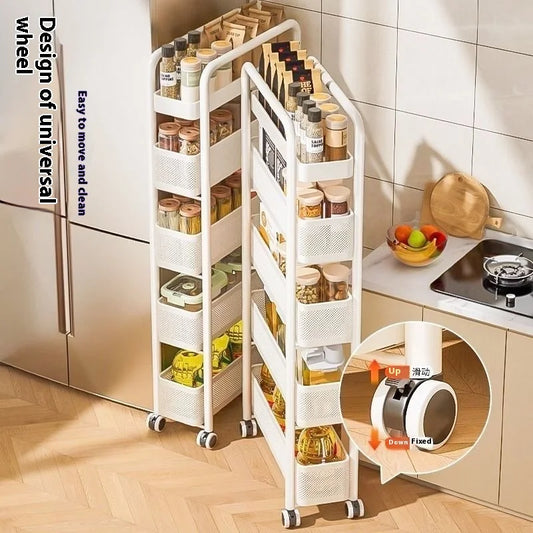 Multi-layer Narrow Gap Storage Rack for Bathroom, Balcony, and Snacks - Ultra-thin Mobile Storage Cart