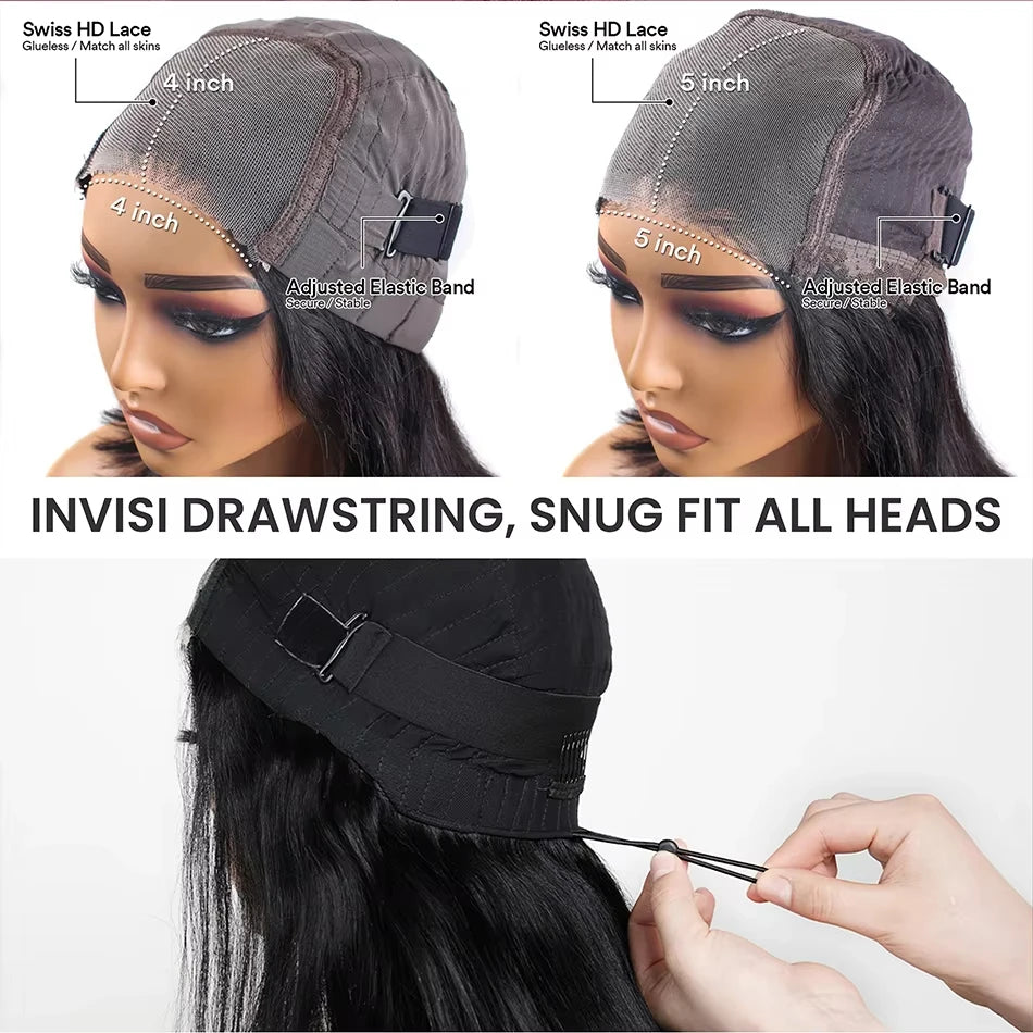 Glueless Hd Lace Human Hair Bone Straight Lace Front Wigs 4x4 5x5 Pre-Cut Lace Wig Human Hair Lace Closure Wig For Black Women