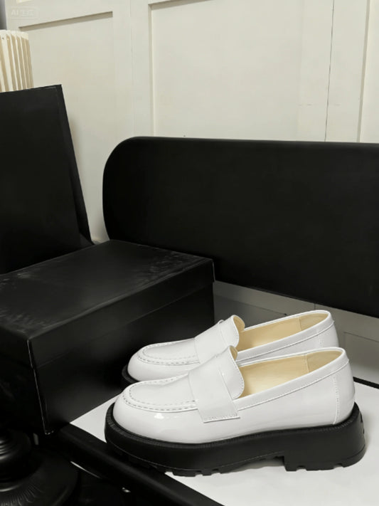 2025 Women Leather Shoes Autumn New Fashion All-match Casual Solid Color Simple Soft Women Loafers