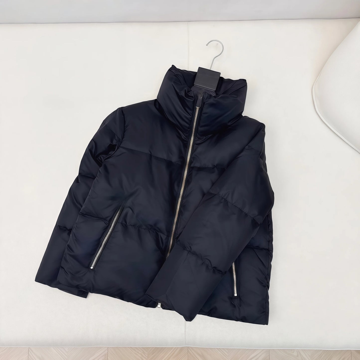 2025 New Arrivals Autumn and Winter Latest Stand-up Collar Puffer Jacket Three-dimensional Cut, H-Shaped, White Goose Down Nylon