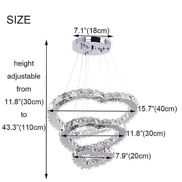 Modern Heart Crystal Chandelier Pendant Lighting Home Decor Led Ceiling Lamp Fixtures For Dining Room Lustres Hanging Lighting