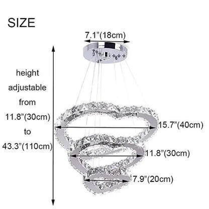 Modern Heart Crystal Chandelier Pendant Lighting Home Decor Led Ceiling Lamp Fixtures For Dining Room Lustres Hanging Lighting