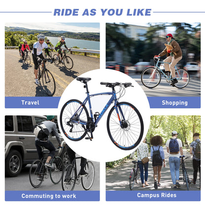 24 Speed Hybrid bike Disc Brake 700C Road Bike For men women's City Bicycle