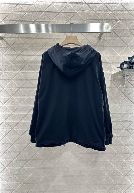 2025 New Product on the Shelves Reversible Hooded Jacket Recycled Nylon Cotton Material Reversible Hooded Drawstring Jacket