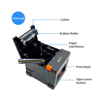 HZTZ 80mm Thermal Receipt Printer HZ-8360 Automatic Cutter Restaurant Kitchen POS Printer USB LAN Bluetooth