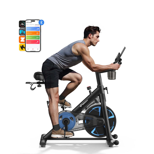 MERACH Exercise Bike S36 for Home Magnetic Indoor Cycling with Self-developed APP 330lbs Capacity & Comfortable Seat Cushion