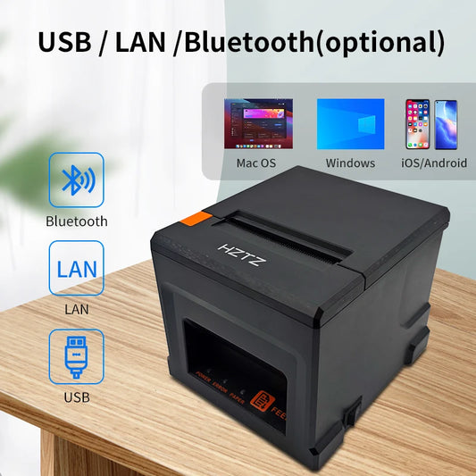 HZTZ 80mm Thermal Receipt Printer HZ-8360 Automatic Cutter Restaurant Kitchen POS Printer USB LAN Bluetooth