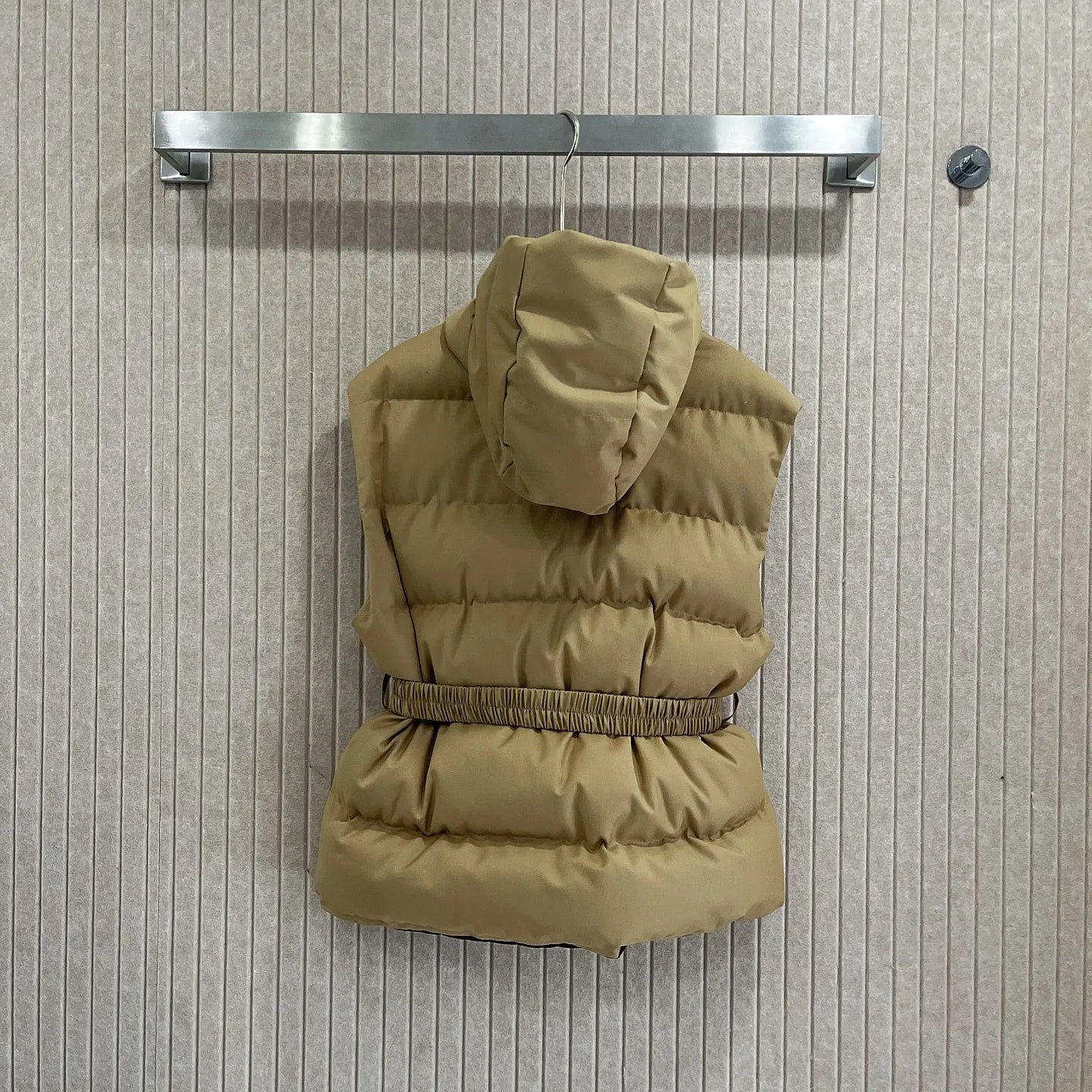 Fall/Winter New Arrival Triangle Label Elastic Waist Hooded Cotton Vest Jacket Comfortable Warm Casual Versatile