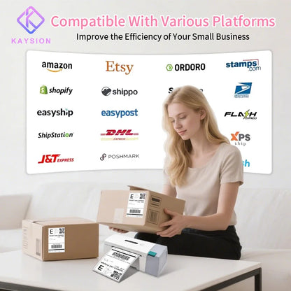 KAYSION Thermal Label Printer Portable No Ink Required 4x6 for Small Business WiFi Bluetooth USB High Speed Express Airway Bill