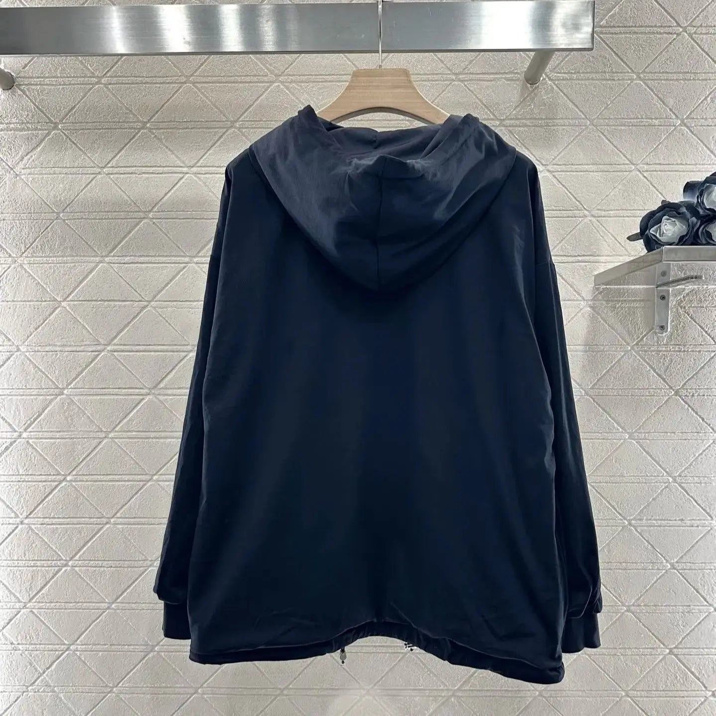 2025 New Product on the Shelves Reversible Hooded Jacket Recycled Nylon Cotton Material Reversible Hooded Drawstring Jacket