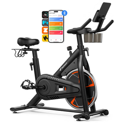 MERACH Exercise Bike S36 for Home Magnetic Indoor Cycling with Self-developed APP 330lbs Capacity & Comfortable Seat Cushion
