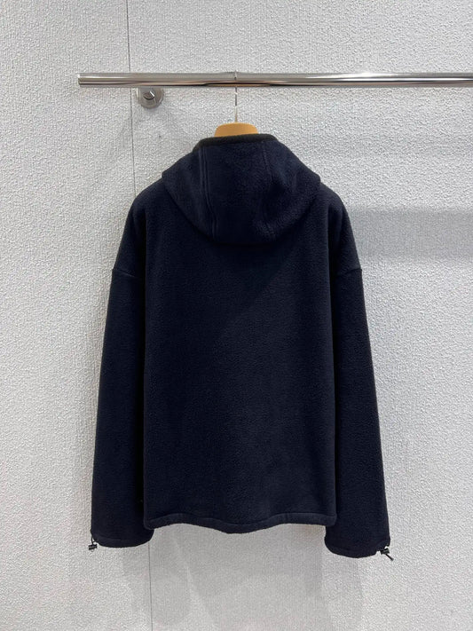 Early Autumn Logo Embroidered Fleece Hooded Jacket Soft And Comfortable With Exquisite Craftsmanship Highly Eye-Catching