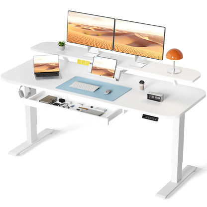 Electric Standing Desk with Drawers, Sit Stand up Desk, Height Adjustable Ergonomic Home Office Computer Desk