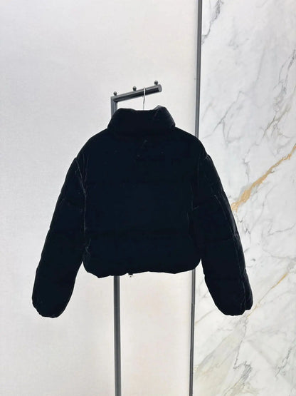 2025 Autumn/Winter New Velvet Stand up Collar Short Down Jacket Short Version Versatile Lightweight and Soft Sticky 364