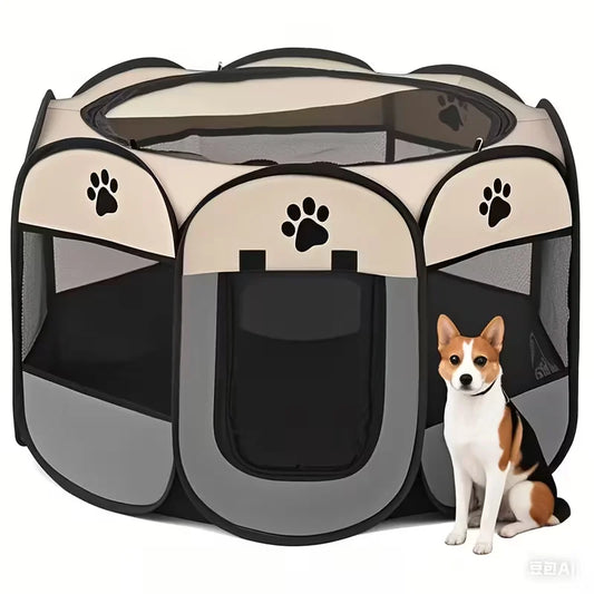 Foldable Pet Playpen For Dogs & Cats - Durable Oxford Cloth With Removable Zipper, Portable Octagonal Design For Indoor/Outdoor