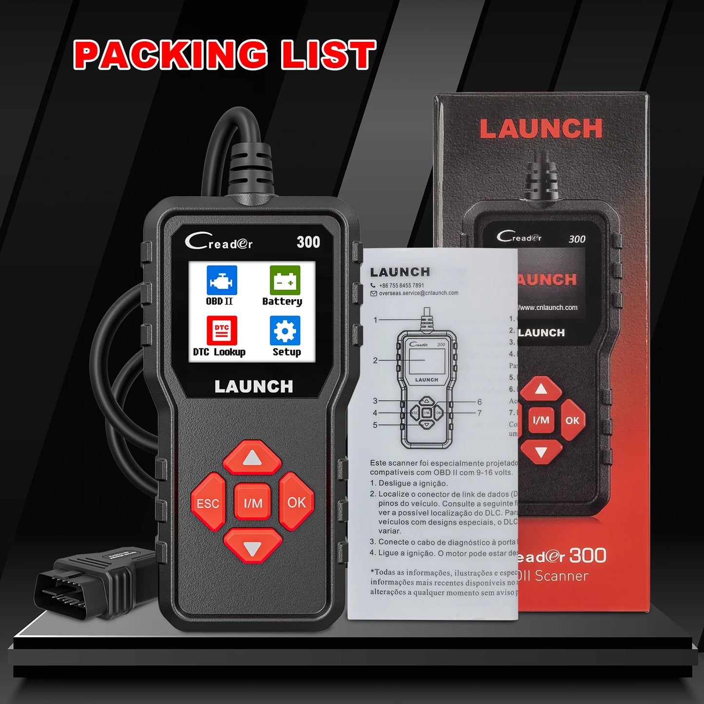 LAUNCH X431 CR300 OBD2 SCANNER CAN Auto Code Reader Diagnostic Tools I/M Engine Battery Tester Lifetime Free Update