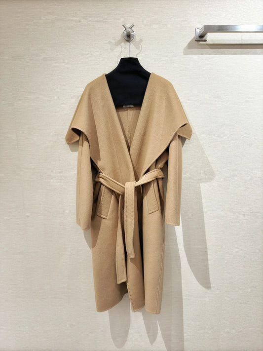 Cashmere coat wool overcoat women mid-length double-sided non-stretch fabric loose fit