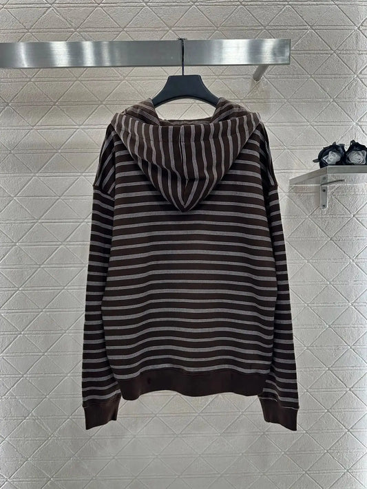 25 Autumn-Winter Hooded Chain-Strapped Pattern Coat for Women - Trendy European-style Women's Coat Top