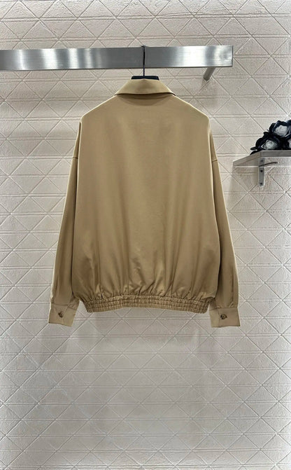 25 early autumn and winter women's new style lapel retro long sleeved zipper jacket fashionable loose jacket