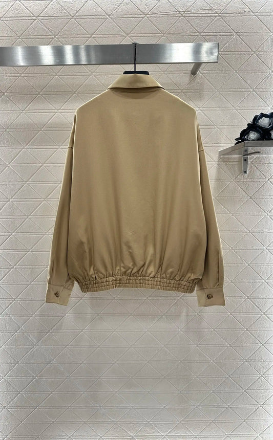 25 early autumn and winter women's new style lapel retro long sleeved zipper jacket fashionable loose jacket