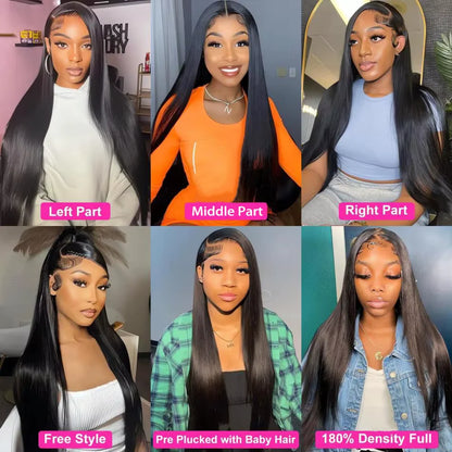 Glueless Bone Straight 4X4 Hd Lace Frontal Wig 13X6 13X4 Black Lace Front Wig Human Hair 5x5 Natural Brazilian Transparent Wigs