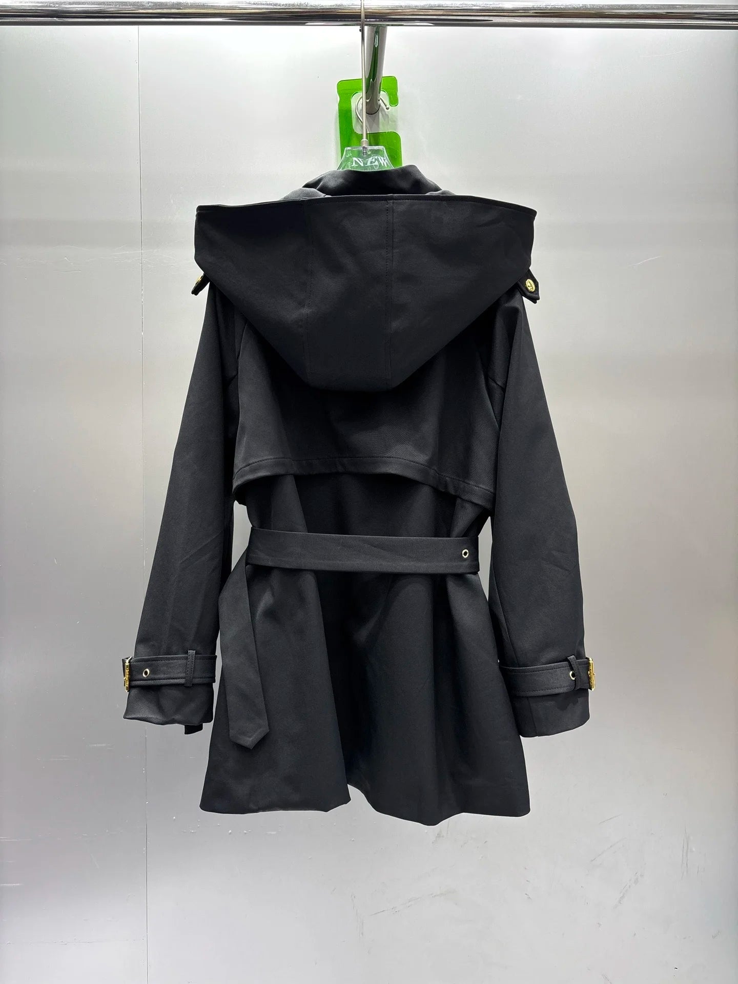 2025 Autumn/Winter New Style Women's Adjustable Hooded Casual Loose Belted Design Wind Coat with Waist-Hugging Design