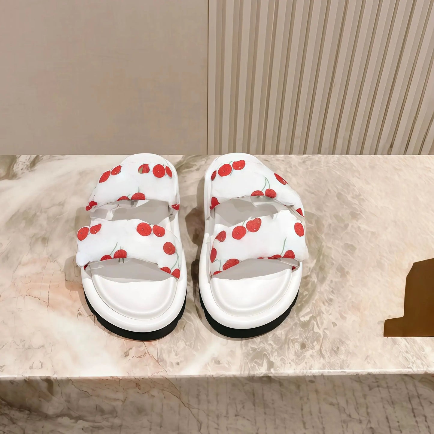 2025 Latest Explosive Cherry Pattern Series Women's Slippers and Sandals Velcro Four Colors