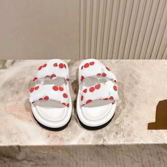 2025 Latest Explosive Cherry Pattern Series Women's Slippers and Sandals Velcro Four Colors