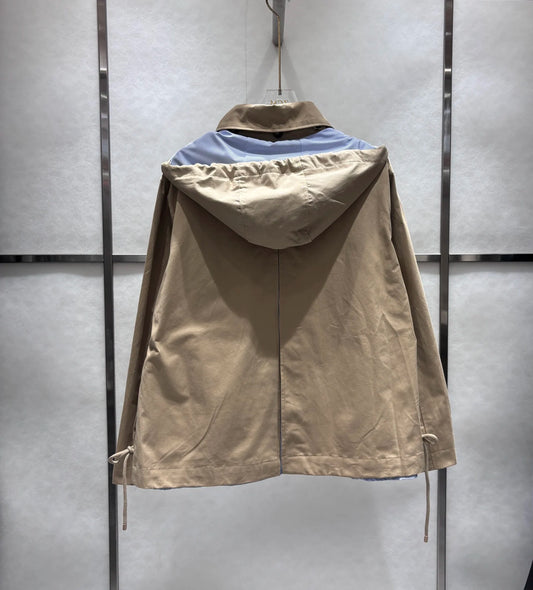 25 Early Autumn new holiday two-piece hooded trench coat, women's trendy high street versatile jacket