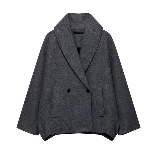 New autumn-winter blend double-breasted lapel coat