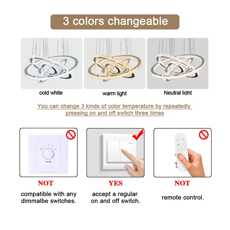 K9 Crystal Ring Led Pendant Light Modern Chandelier Luxury Hanging Fixture Living Dining Room Stairs Hotel Lamp Home Decor Lustr