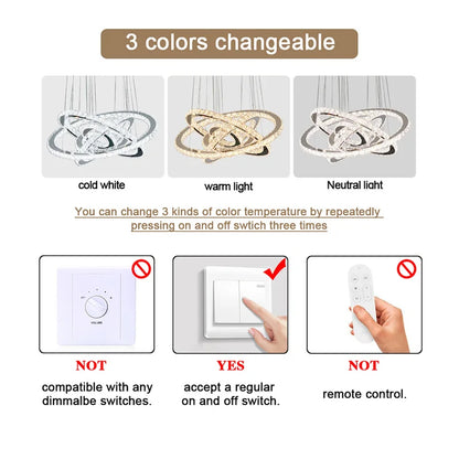 K9 Crystal Ring Led Pendant Light Modern Chandelier Luxury Hanging Fixture Living Dining Room Stairs Hotel Lamp Home Decor Lustr