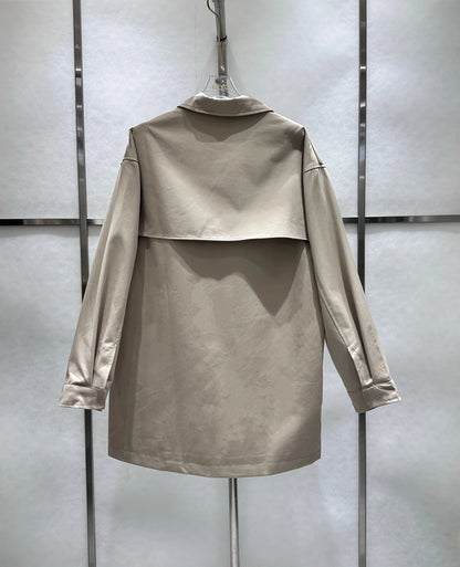 Mid-length trench coats for women's fashion in autumn, British-style overcoats with lapel silhouettes