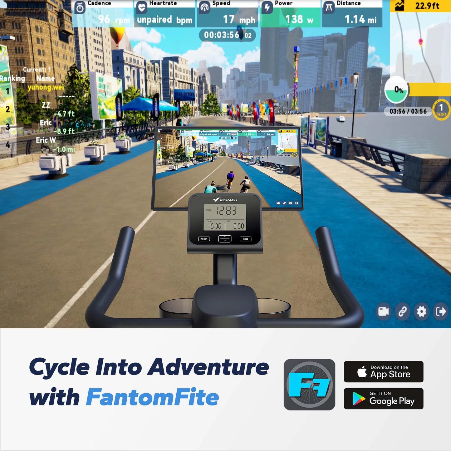 MERACH Exercise Bike S36 for Home Magnetic Indoor Cycling with Self-developed APP 330lbs Capacity & Comfortable Seat Cushion