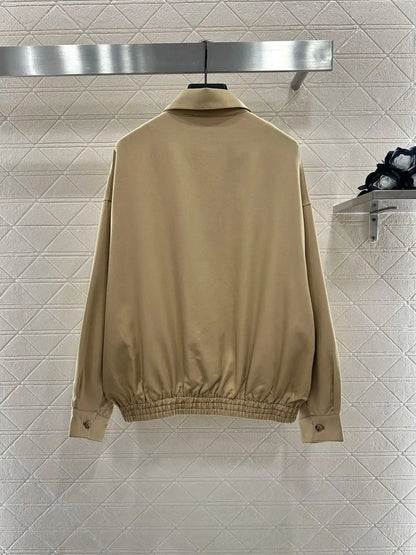 25 early autumn and winter women's new style lapel retro long sleeved zipper jacket fashionable loose jacket