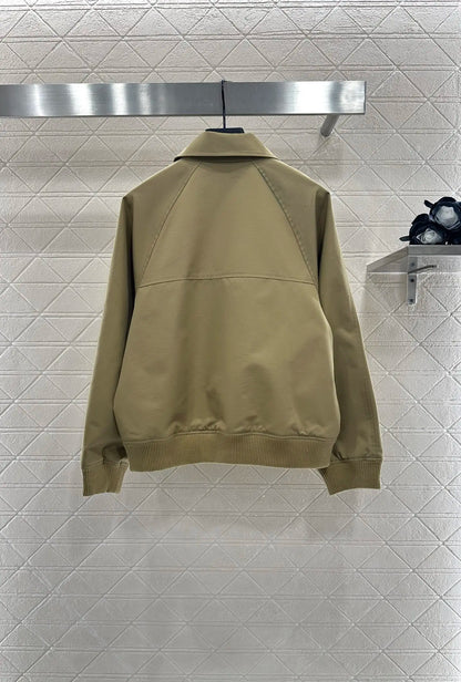 2025 New Products on the Shelf Casual Zipper Flight Jacket Coat Twill Cotton Material Light Khaki Hem Flap Pocket