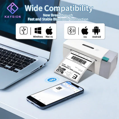 KAYSION Thermal Label Printer Portable No Ink Required 4x6 for Small Business WiFi Bluetooth USB High Speed Express Airway Bill