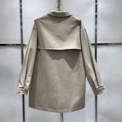 Mid-length trench coats for women's fashion in autumn, British-style overcoats with lapel silhouettes