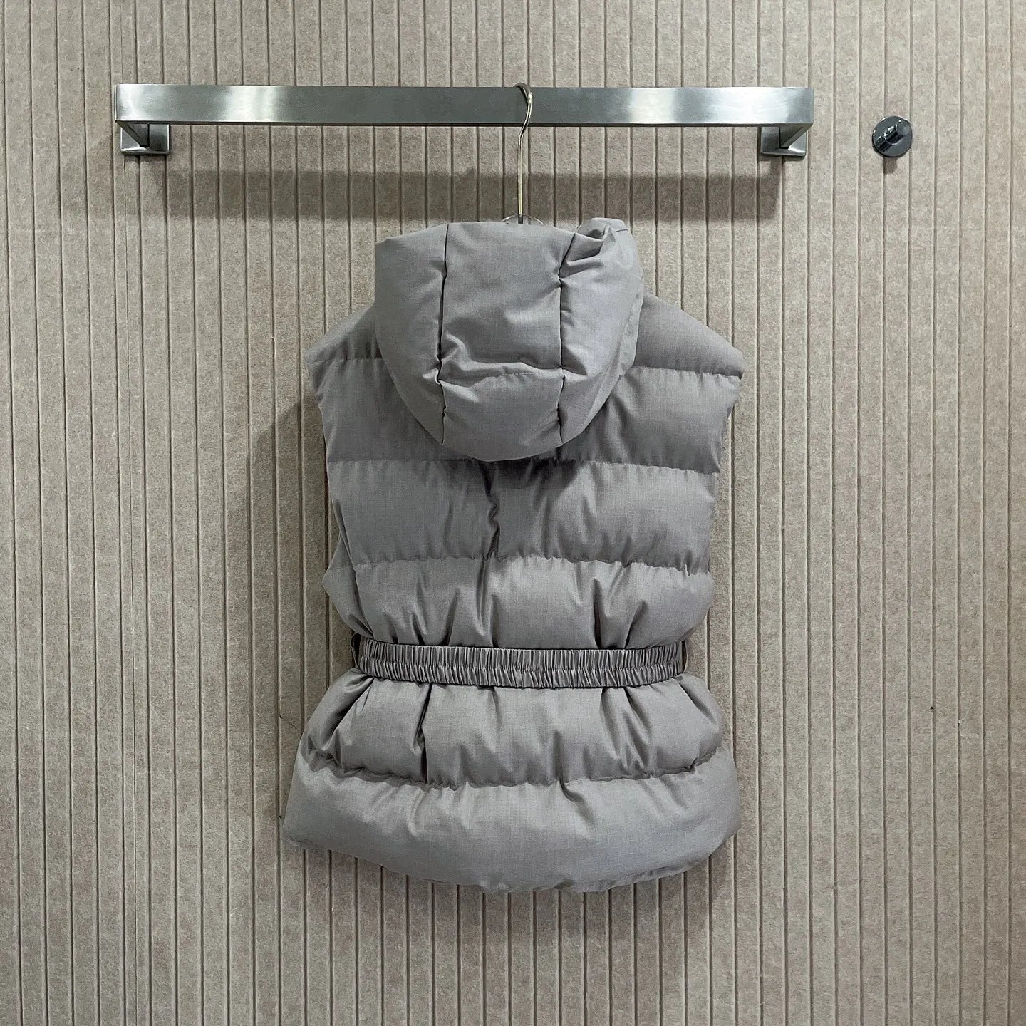 Fall/Winter New Arrival Triangle Label Elastic Waist Hooded Cotton Vest Jacket Comfortable Warm Casual Versatile