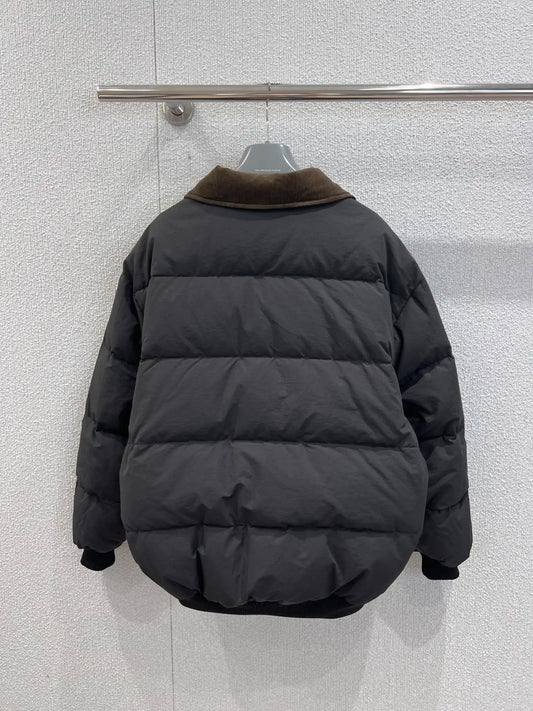 2025 Fall/Winter New Arrival Stand Collar Poplin-Feel Down Jacket 335