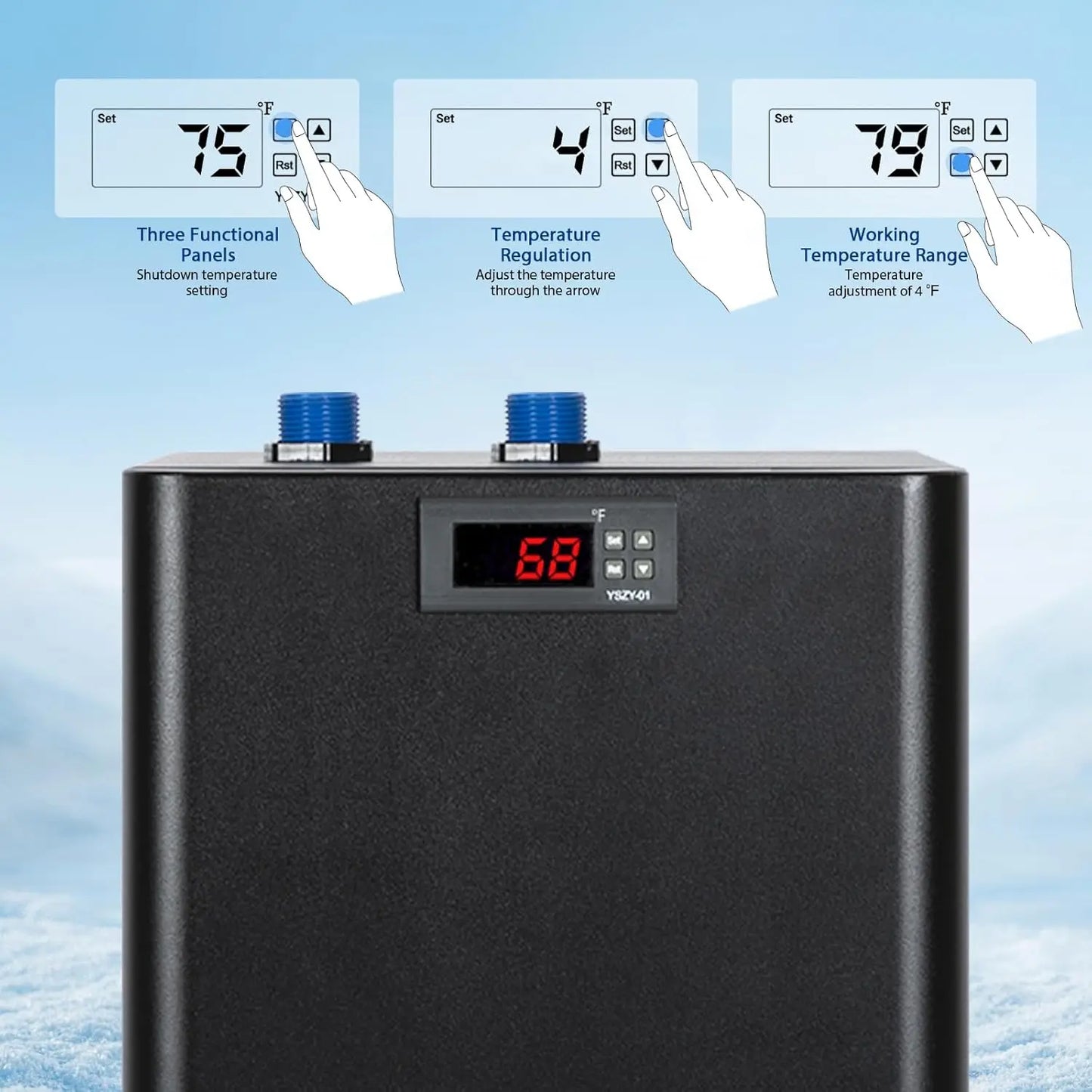 Aquarium Chiller for Fish Tank 79 Gallon 1/3 HP Hydroponics Compatible Quiet Design Refrigeration Compressor Water Chiller 300L