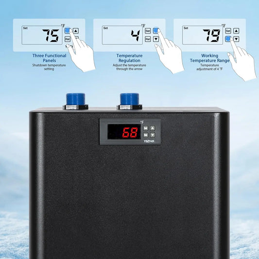 Aquarium Chiller for Fish Tank 79 Gallon 1/3 HP Hydroponics Compatible Quiet Design Refrigeration Compressor Water Chiller 300L