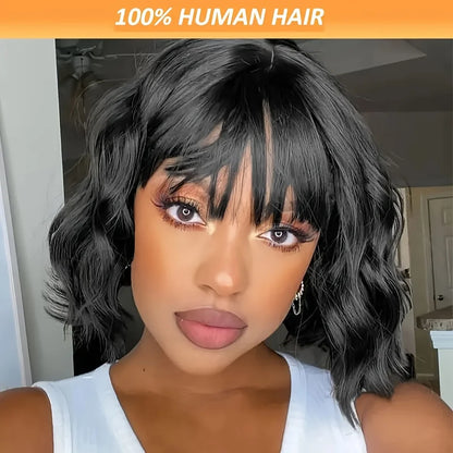3X1 Middle Part Lace Wig Bob Wigs 200% Density Body Wave Wig With Bangs Brazilian Virgin Human Hair Short Bob Human Hair Wigs