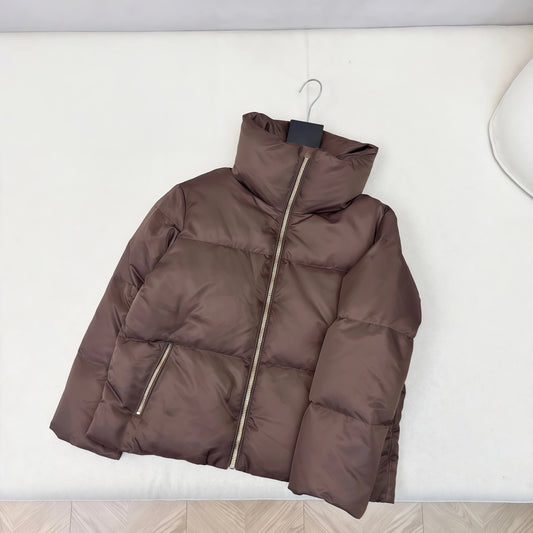 2025 New Arrivals Autumn and Winter Latest Stand-up Collar Puffer Jacket Three-dimensional Cut, H-Shaped, White Goose Down Nylon