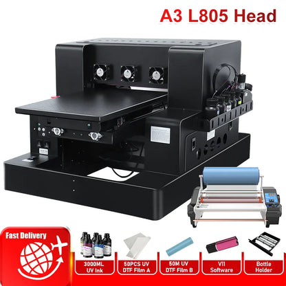 US Poland Stock A3 A4 UV DTF Printing Machine Directly To Film UV DTF Printer A3 For Phone Case Glass Acrylic Cylinder UV Print